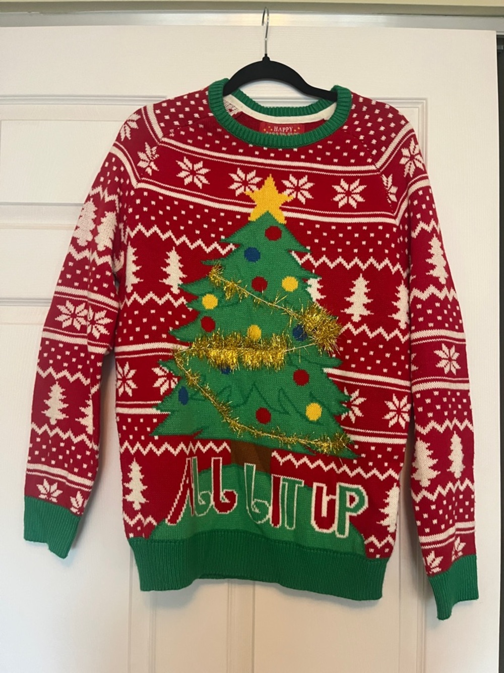 Holiday Christmas Tree Knit Sweater - Red & Green
